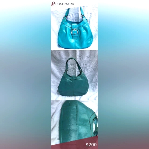 COACH 🐎 BOHO Blue Green Shimmer Patent Leather! - Picture 9 of 10
